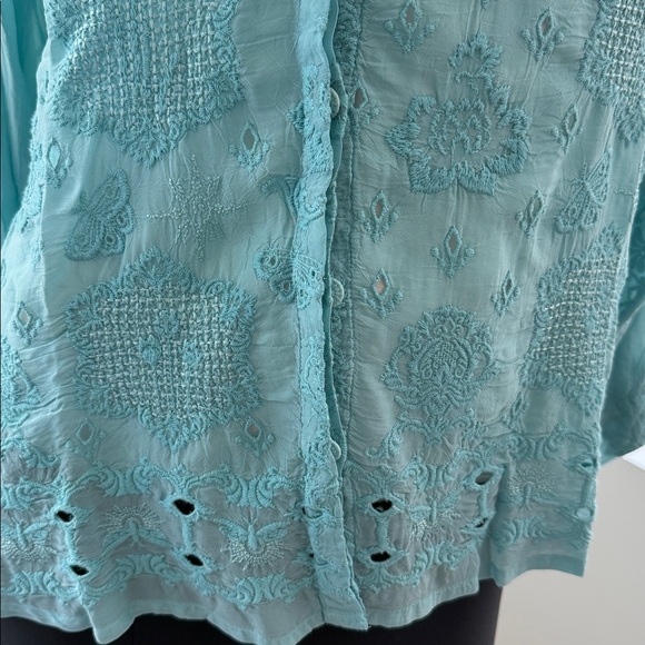 Johnny Was SLIM AUDREY BUTTON DOWN Embroidered  Shirt L NEW - Picture 8 of 9